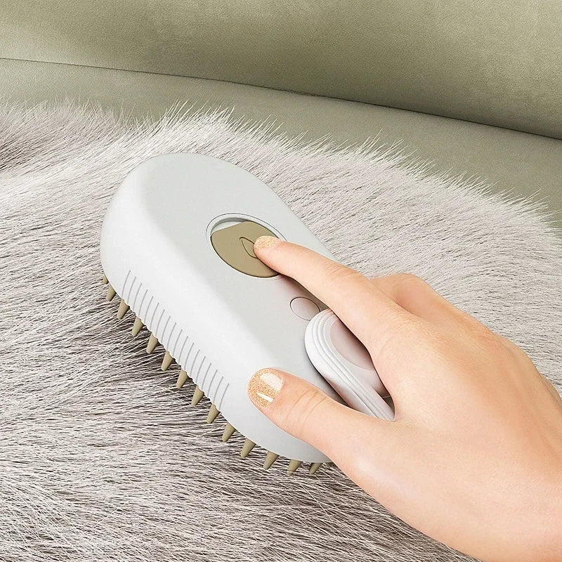 3-in-1 Steam Spray Pet Grooming Brush – Foldable, for Cats & Dogs