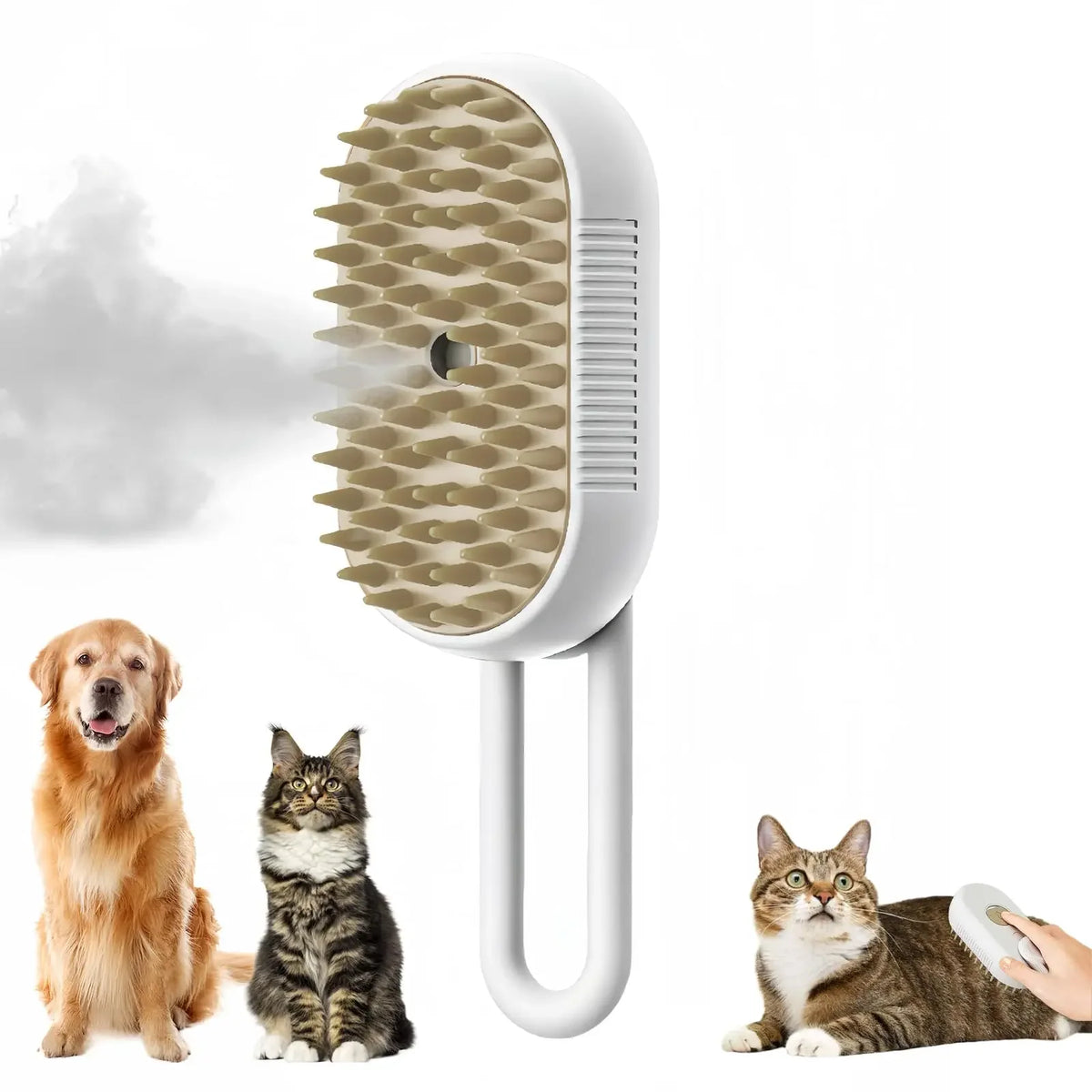 3-in-1 Steam Spray Pet Grooming Brush – Foldable, for Cats & Dogs