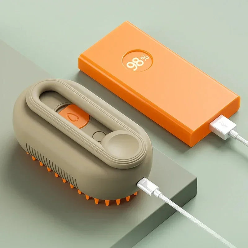 3-in-1 Steam Spray Pet Grooming Brush – Foldable, for Cats & Dogs