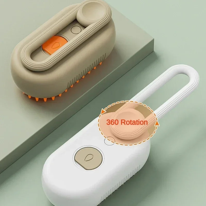 3-in-1 Steam Spray Pet Grooming Brush – Foldable, for Cats & Dogs