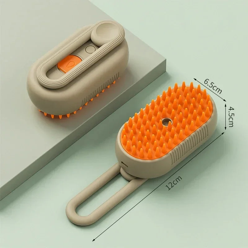 3-in-1 Steam Spray Pet Grooming Brush – Foldable, for Cats & Dogs