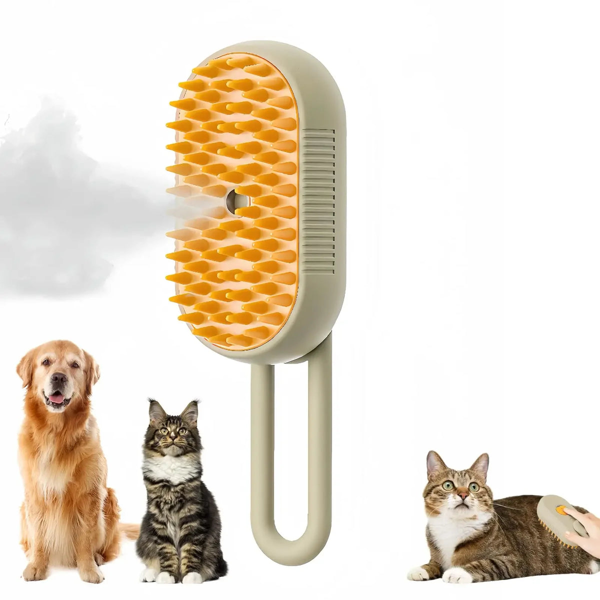 3-in-1 Steam Spray Pet Grooming Brush – Foldable, for Cats & Dogs